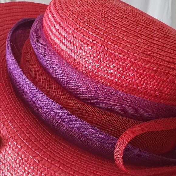 Vintage Ladies SOMETHING SPECIAL Red Hat Society Hat w/Purple Accent - Picture 4 of 9